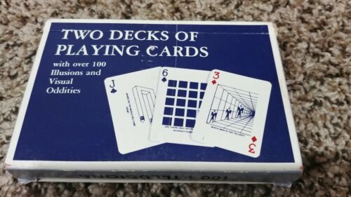 Vintage 1987 Y&B Assoc Inc 100+ Illusions 2 Deck of Playing Cards w/ Visual Odds
