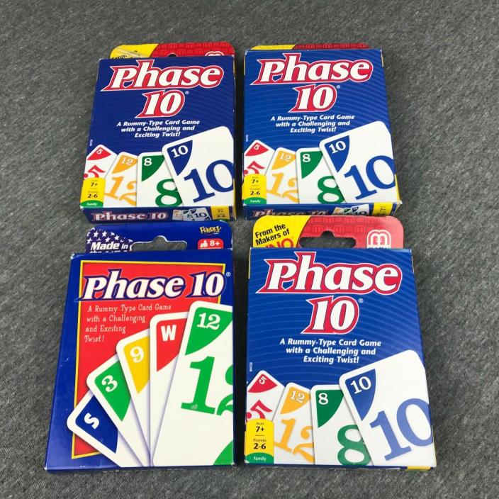 Lot of 4 Brand New Phase 10 Card Game Sets 2007 Fundex Mattel Fast Shipping!