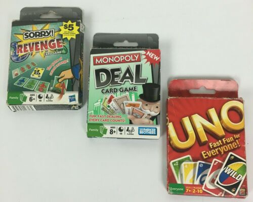 Monoply, Sorry, and Uno  Card Games