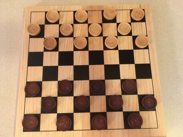 Ideal Brand Wooden Checkerboard with Checkers Nice Condition