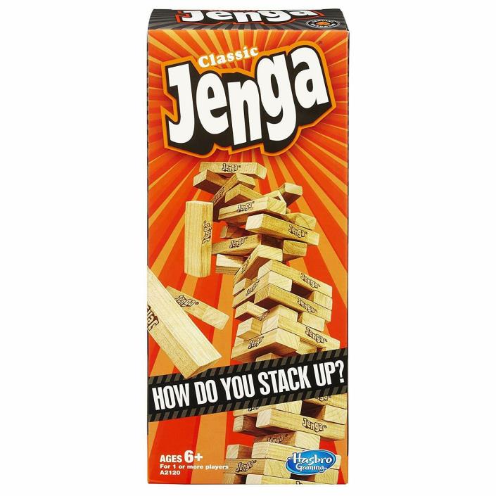 Classic Jenga Game Hasbro 54 Hardwood Jenga Blocks Board Games FREE SHIPPING