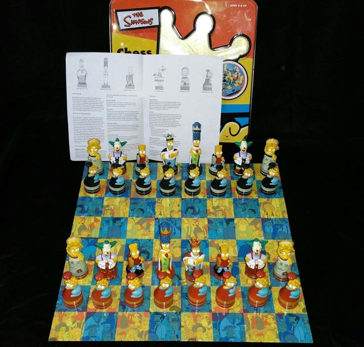 The Simpsons Chess Set Metal Tin Box 3D Family Fun Television Collectibles 1998