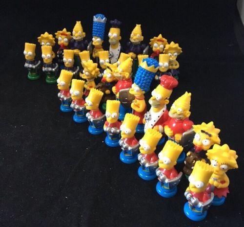 Vintage The Simpsons 3-D Chess Set Board Game 1991 Complete Set Bart Homer Lisa