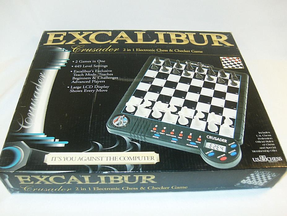 Excalibur Crusader 2 in 1 Electronic Chess Checkers and Game Complete 449 Levels