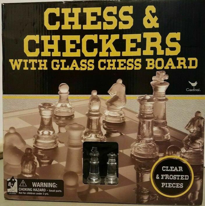 CHESS & CHECKERS with Glass Chess Board  Game Strategy