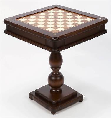 Italian Made 4-in-1 Pedestal Game Table w Mahogany Finish [ID 32467]