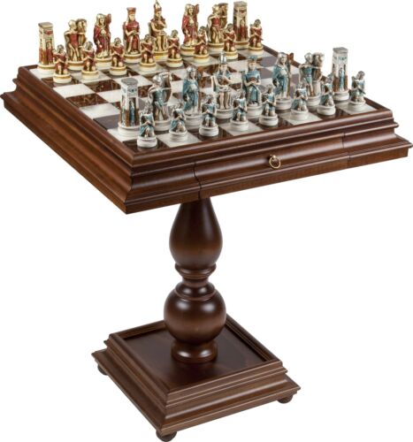Cleopatra The Queen of The Nile Chessmen Inlaid Marble Chess Table Set