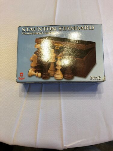Staunton No. 6 Tournament Chess Pieces in Wooden Box - 3.9
