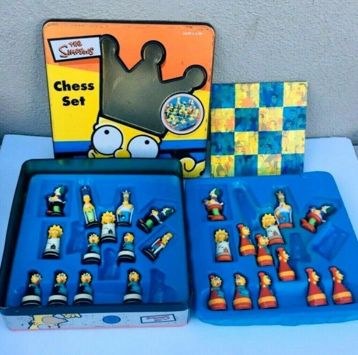 THE SIMPSONS CHESS 3D GAME SET Tin Bart Homer Matt Groening VINTAGE