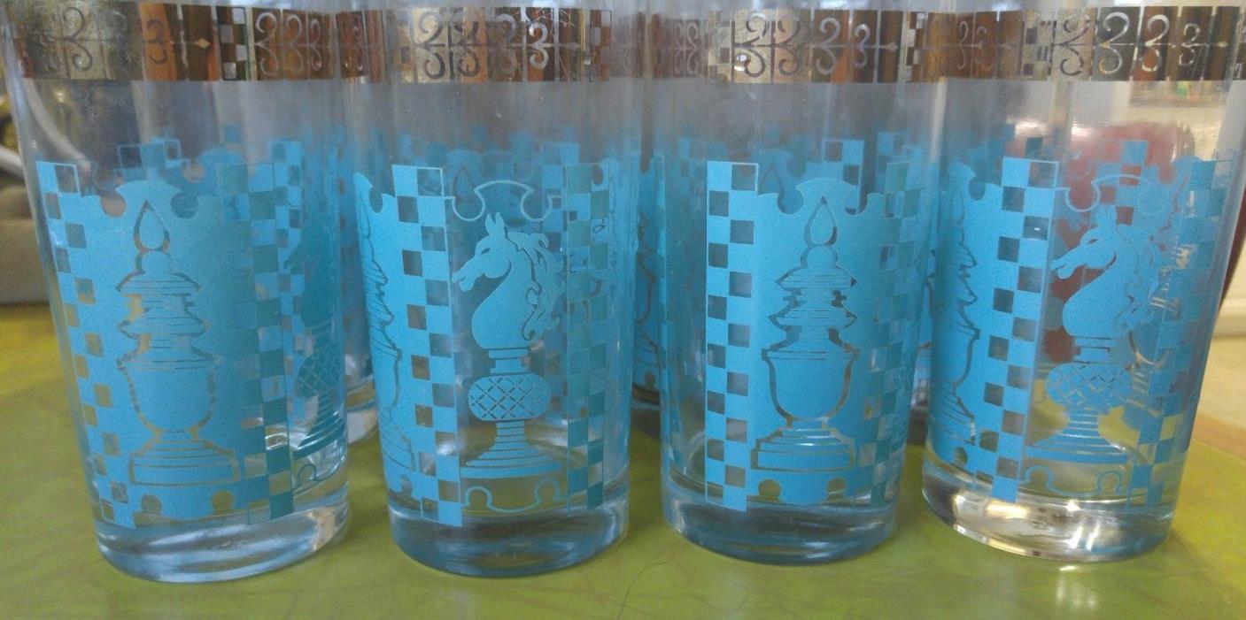 8 Very rare chess men drinking glasses knight and bishop