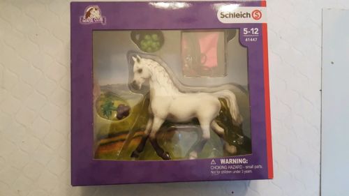 Schleich Horse Club Arabian Mare 41447 white horse with pink blanket food new