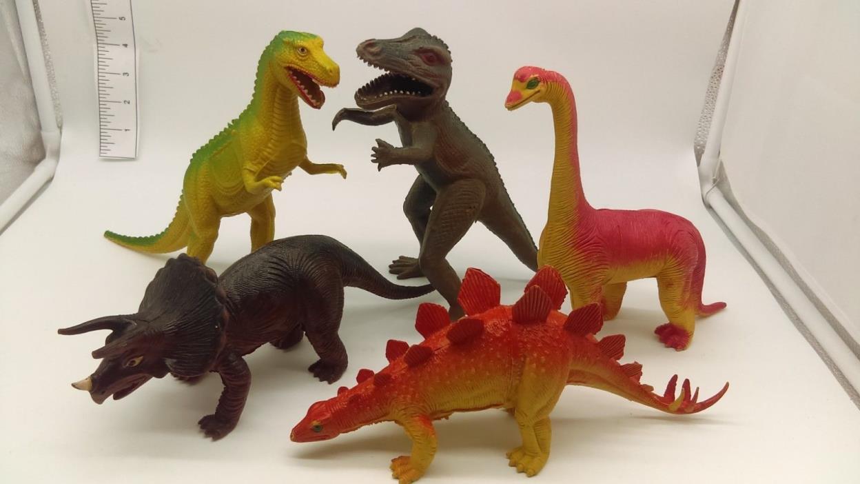 Vintage 1985 Hong Kong Imperial Rubber Dinosaur Toy Figure LOT