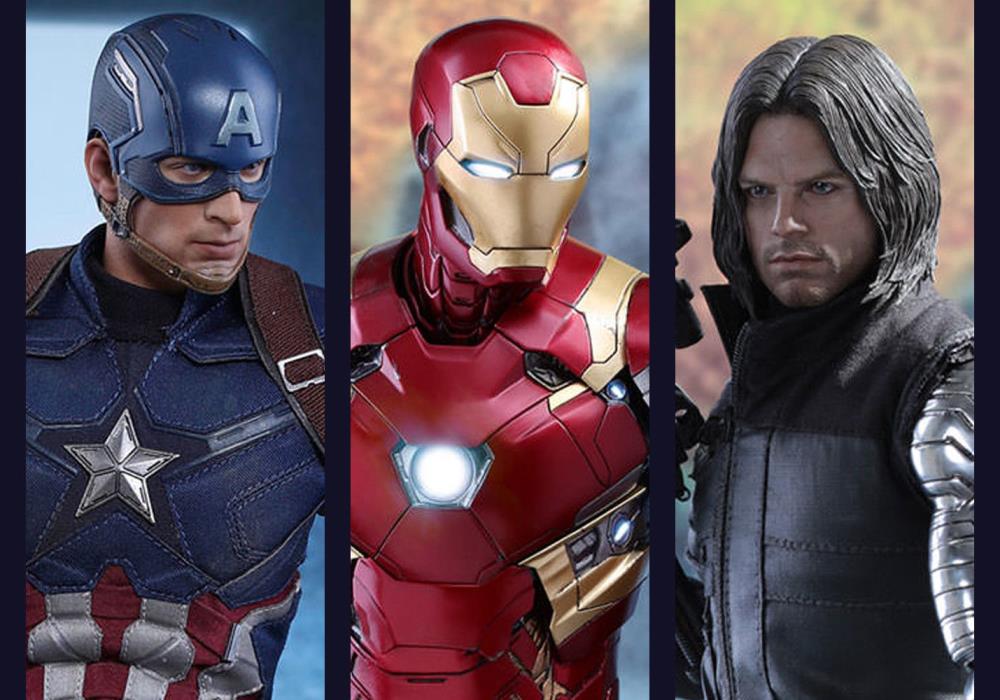 Avengers Civil War Battling Captain America Iron Man XLVI 46 Bucky Hot Toys 1/6