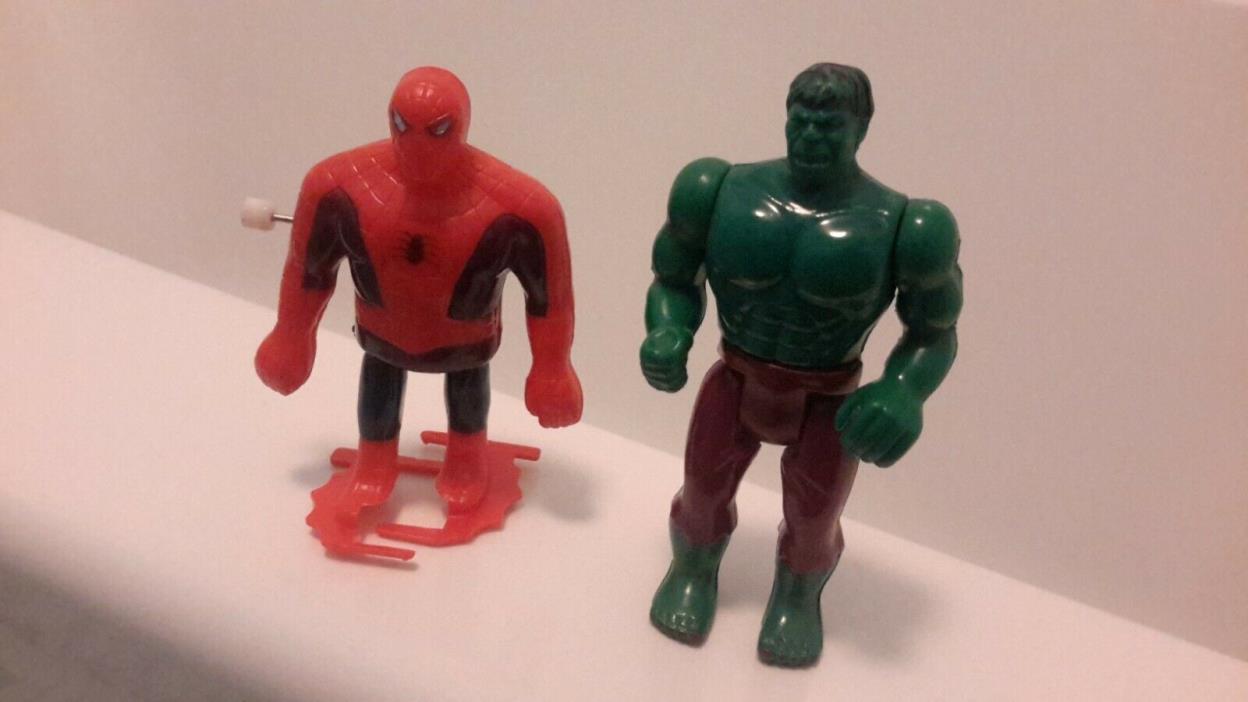 70s Marvel Incredible Hulk 3 Mego Pocket Figure and  Durham wind up Spider-Man