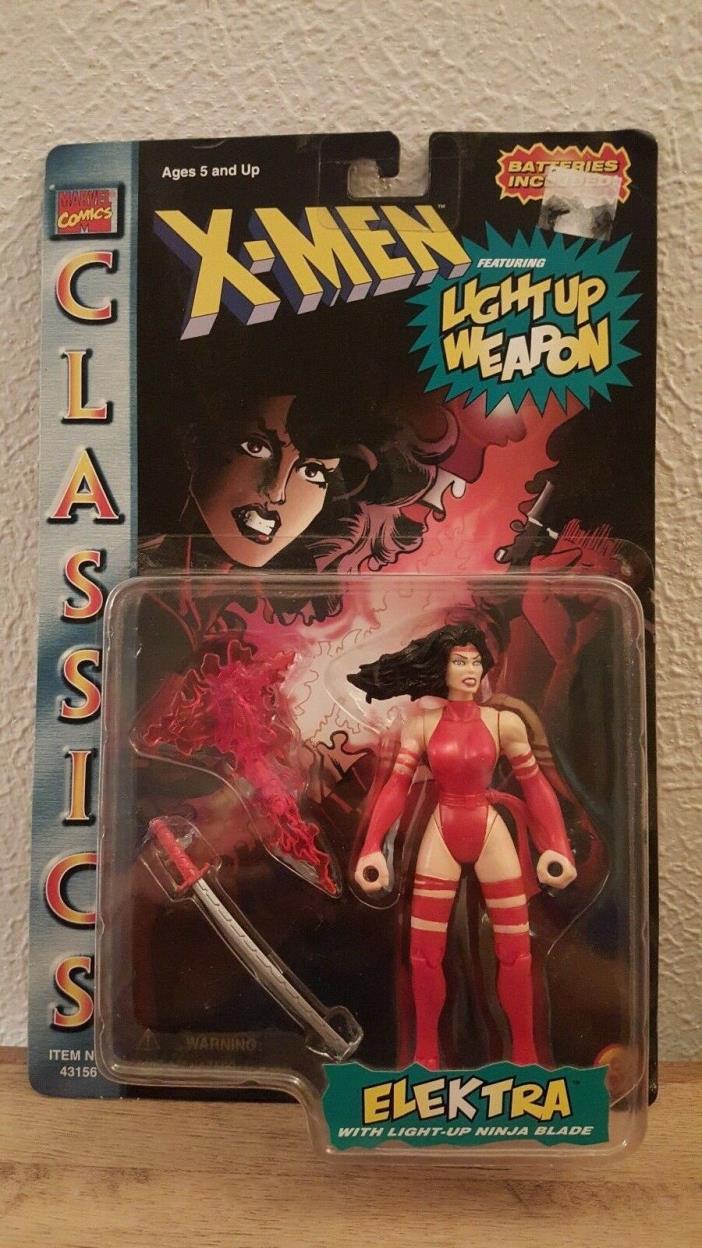 1996 Elektra Figure NIP X-Men Classics Toy Biz Marvel Comics Light Up Weapon