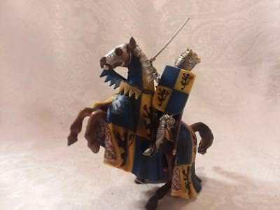 Schleich Medieval Knights, Yellow and Blue on Rearing Horse,  #70020  NO BOX