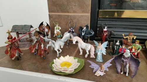 Huge Mixed Lot Medieval Schleicht Plastoy Knights Horses Fairy Figures Fantasy