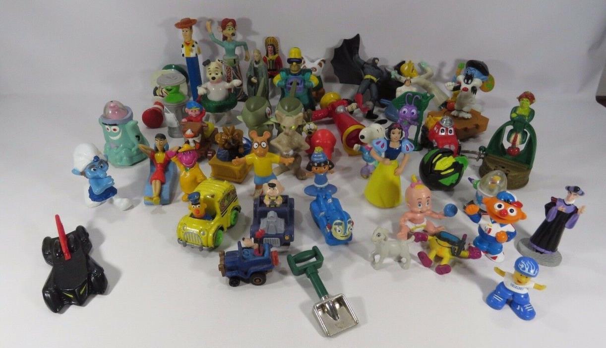 Toys Smurfs Disney Simpsons Batman Etc Large Mixed Lot of PVC Figures JH