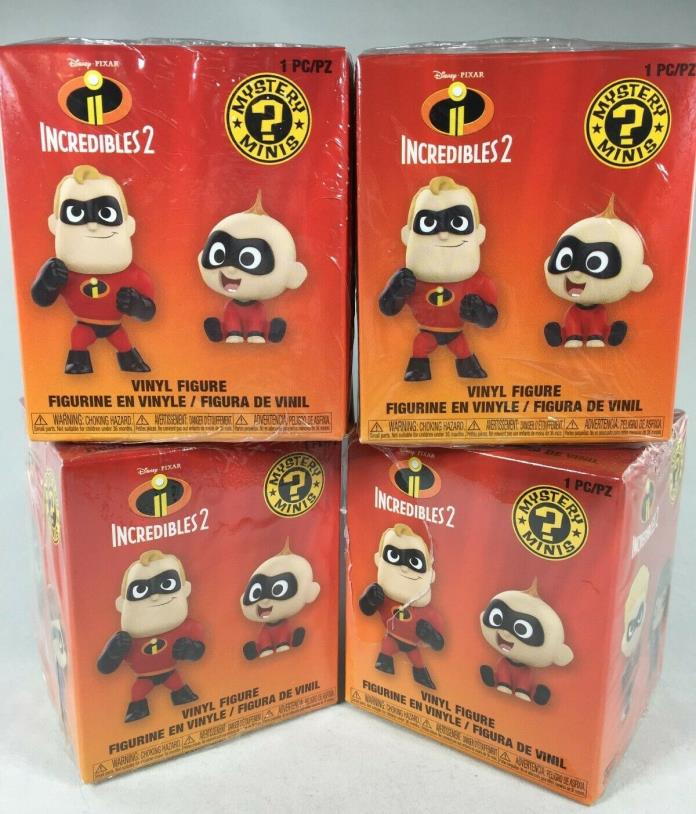 FUNKO MYSTERY MINIS DISNEY PIXAR INCREDIBLES 2 UNOPENED SET OF 4 BLIND BOXES NEW