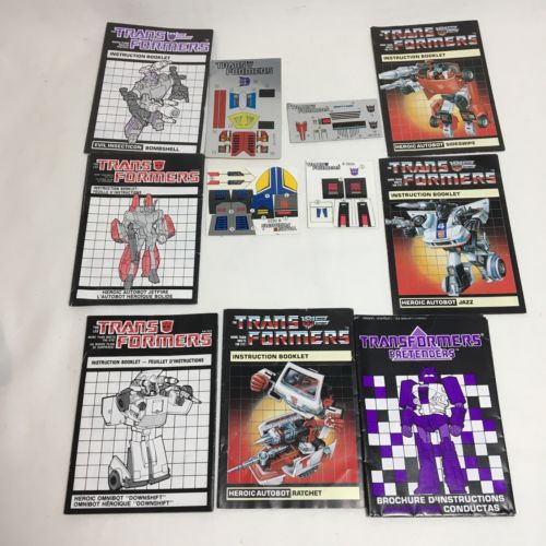 Vtg Transformers G1 Unused Sticker Sheets Decals Instruction Booklets Lot 2