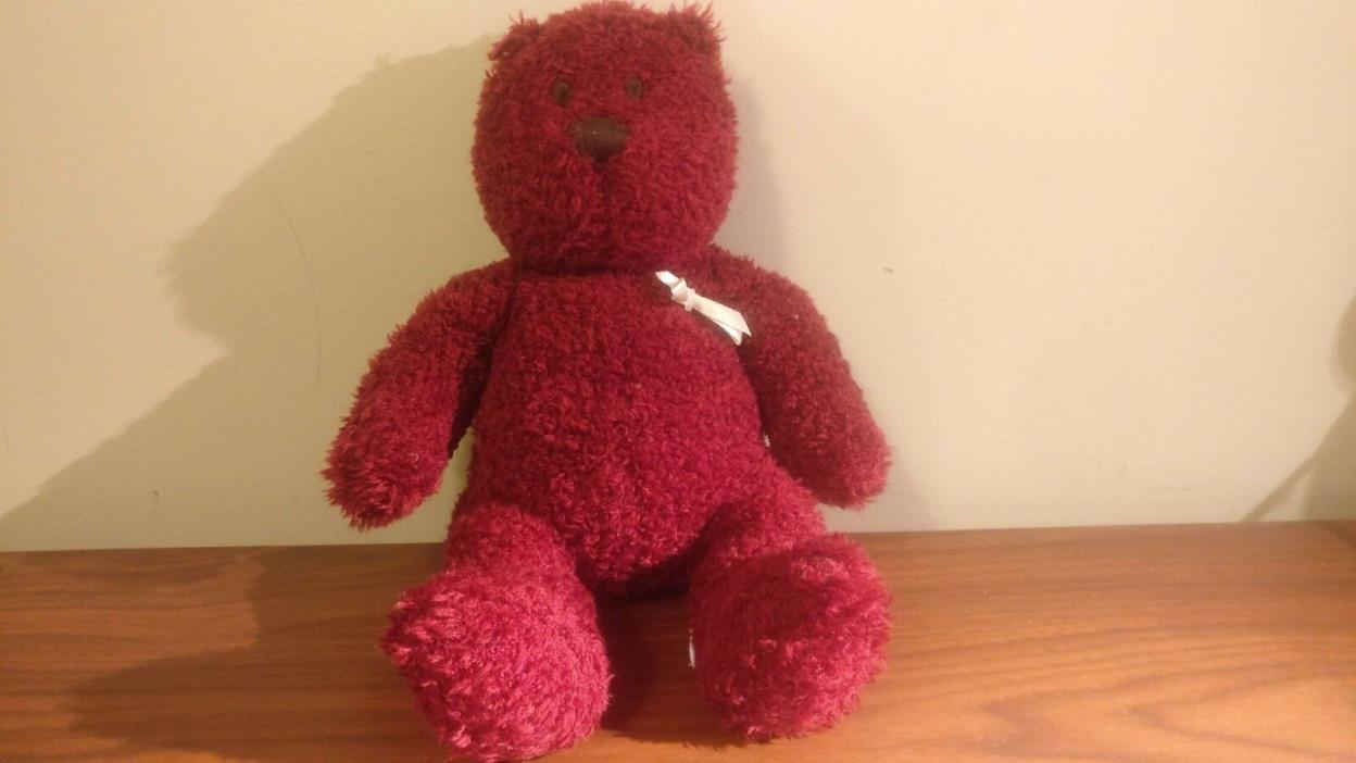 Red Furry Stuffed Teddy Bear Baby Gap - 14 inches