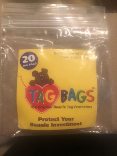 20 TAG BAGS TY Beanie Babies Heart Shaped Hang Tag Protectors Original Boos Baby