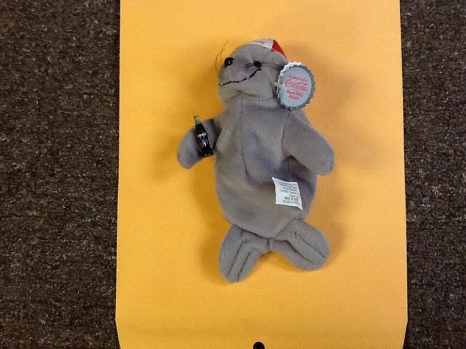 COCA-COLA BRAND COLLECTIBLE*SEAL WITH CAP*BEANIE BABY BEAN BAG PLUSH * NEW*