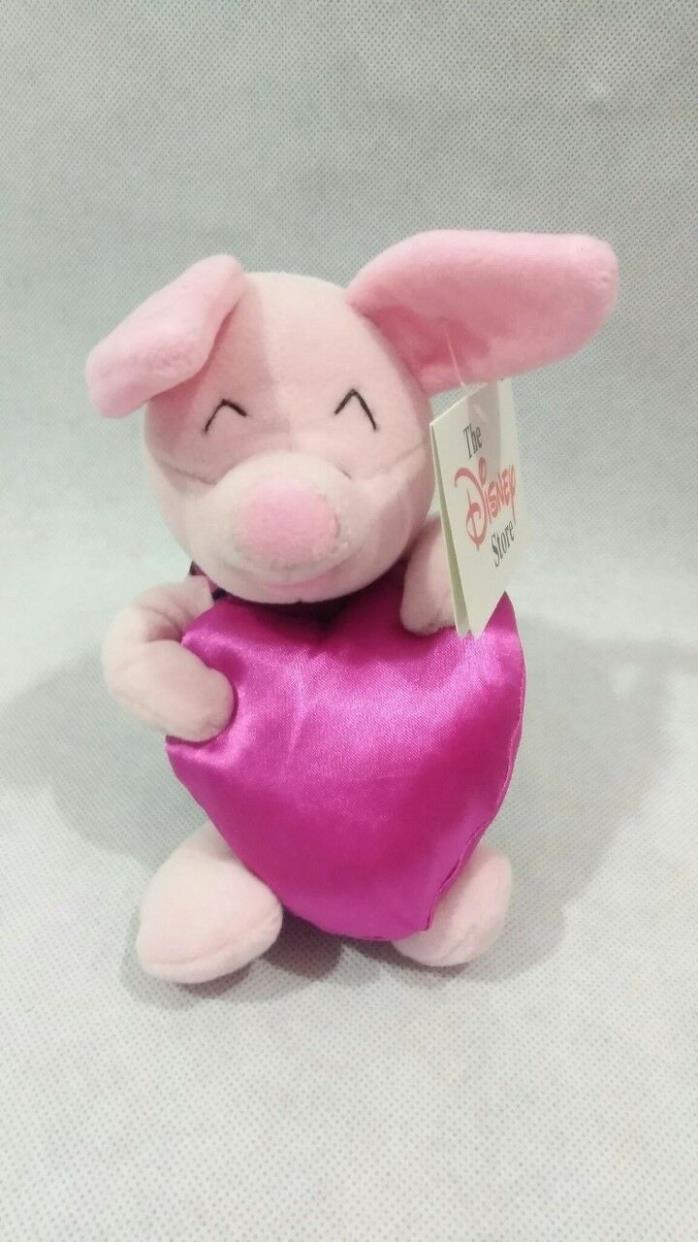 NWT The Disney Store PIGLET holding a heart - Valentines Day bean bag plush 9