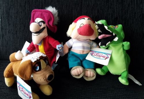 NWT Disney Store Captain Hook, Smee, Croc & Nana Mini Bean Bags Peter Pan