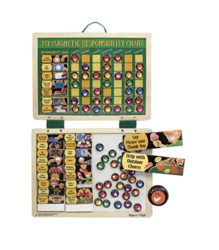 Melissa & Doug Deluxe Wooden Magnetic Responsibility Chart EUC!