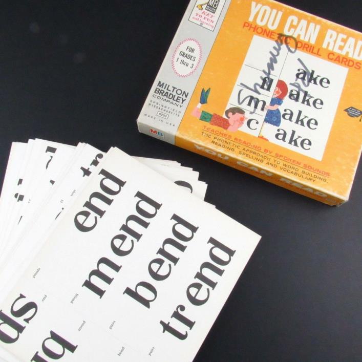 Milton Bradley Phonetic Drill Cards You Can Read Grades 1-3 Home School Vintage