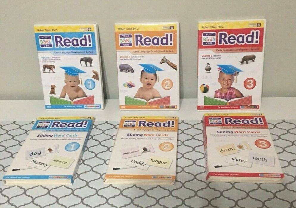 Your Baby Can Read Early Language System 3 Dvd’s And 3 Sliding Word Cards