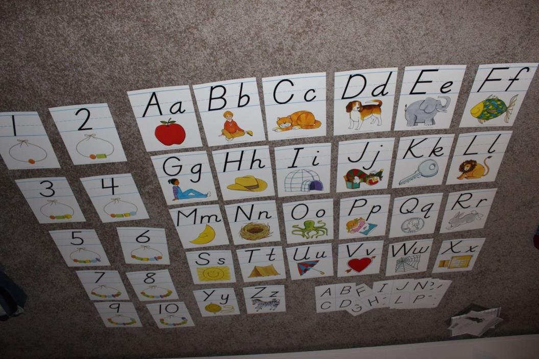 Vtg 1993 D'Nealian Alphabet and Number Teaching Cards Set 8 x 10 Home School