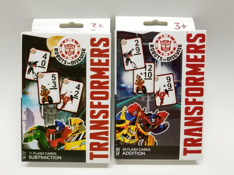NEW HASBRO'S TRANSFORMERS Addition & Subtraction Flash Cards 36 Per Pack 3+