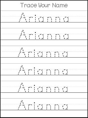 Three Custom First Name Tracing Dry Erase Worksheets. Trace the Name Arianna. Pr