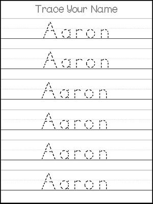 Three Custom First Name Tracing Dry Erase Worksheets. Trace the Name Aaron.  Let