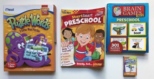 Brain Games Kids Preschool & Start Smart Preschool Workbooks, Puzzle Words, Etc