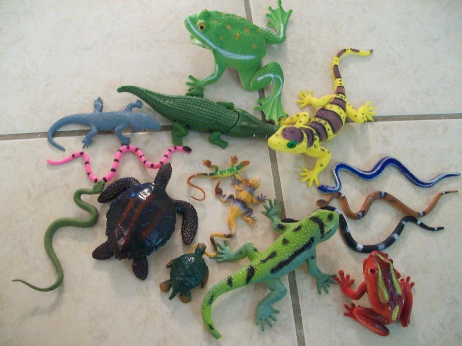 Lifelike Toy Reptiles ~ Snake Lizard Turtle + Frog ECT...LOT