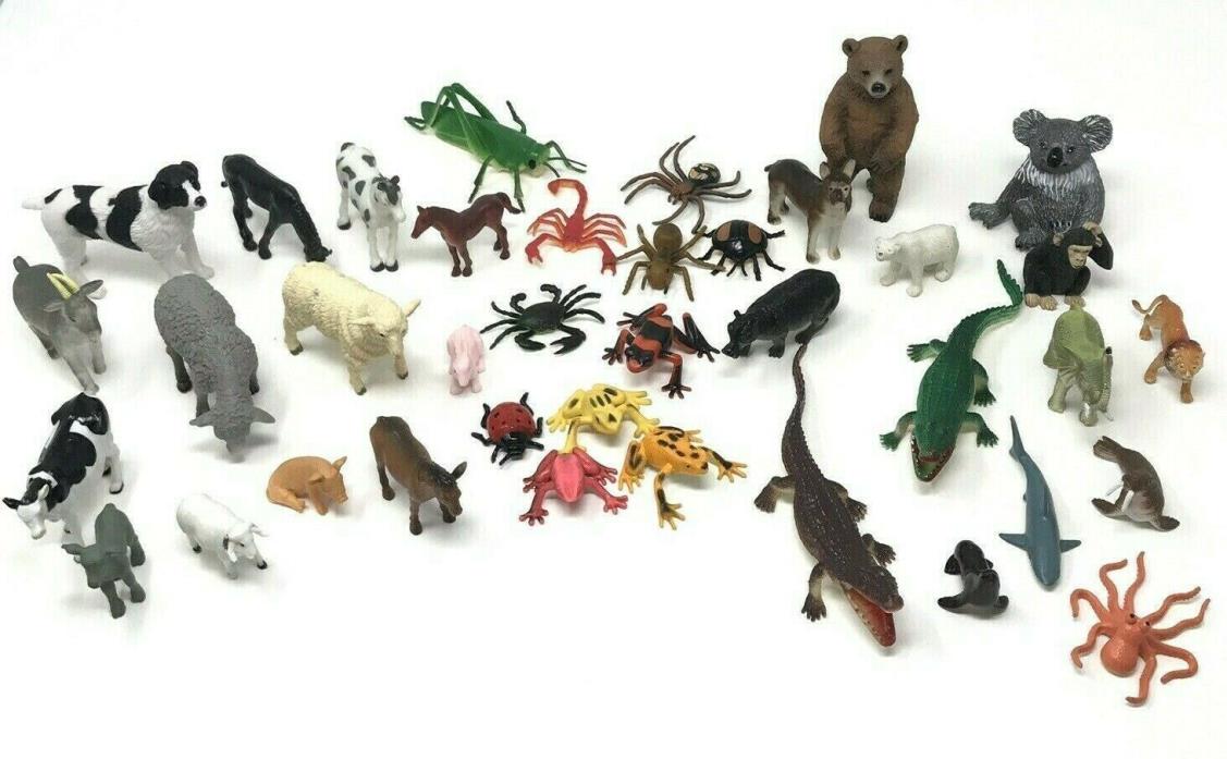 LOT OF 38 SAFARI FARM REPTILE OCEAN ANIMALS: BEAR SHARK SPIDERS FROGS HORSES...