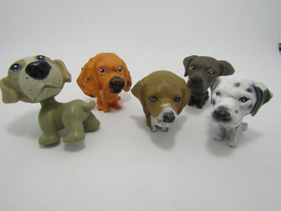 Big Head Dog Figurines - Lot of 5 Plastic Collectables B1-31
