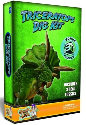 Triceratops Dig Kit w/Real Dinosaur Fossils & 3D Puzzle, by Dr Cool