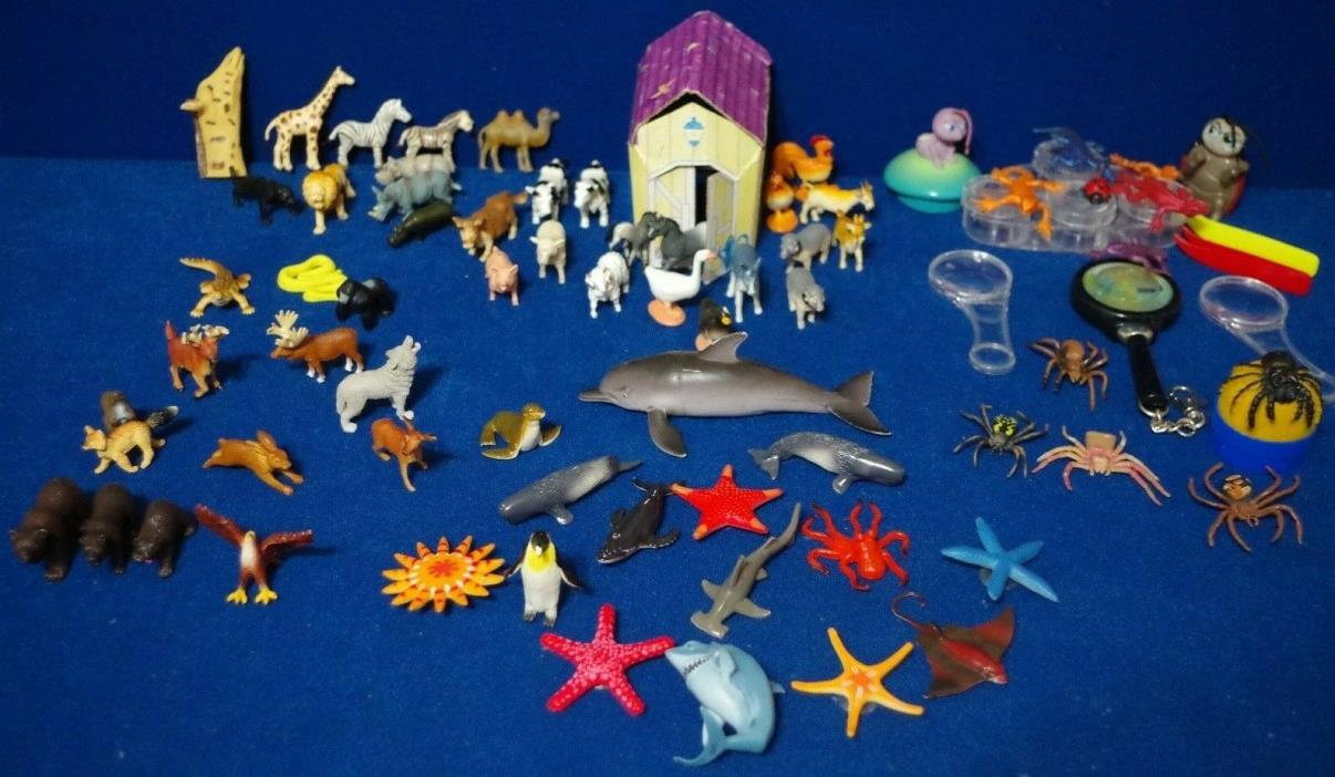 Lot Of Plastic Toy Animals - Farm Forest Safari Jungle Sea Life Insects Lizards