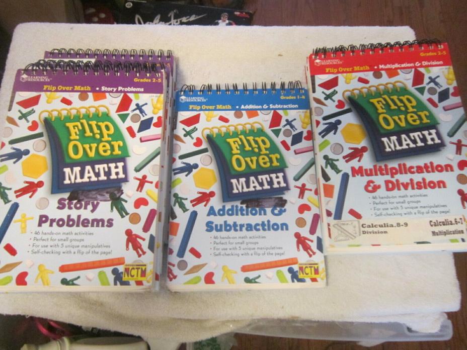 6 FLIP OVER MATH SPIRAL BOOKS--GREAT FOR HOME SCHOOL