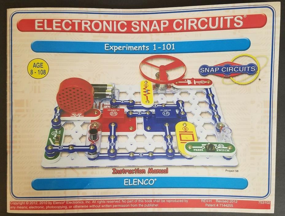 Book Electronic Snap Circuits Instruction Manual Experiments 1-101 Elenco 2012