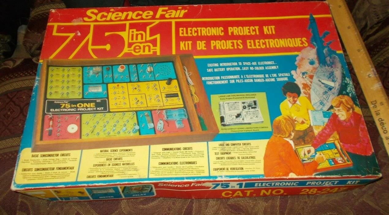 Science Fair Project Electronic Vintage Project Kit 75 In One Experiments Wooden