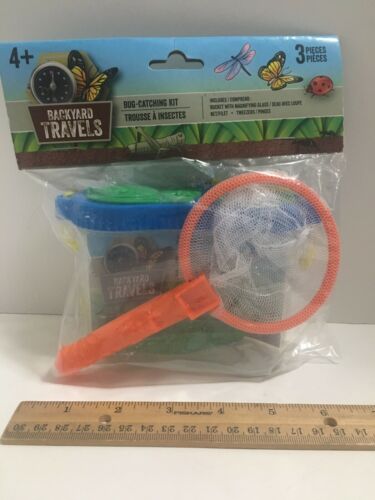 Backyard Bug Catching Kit Includes Bucket, Magnifying Glass, Net & Tweezers New