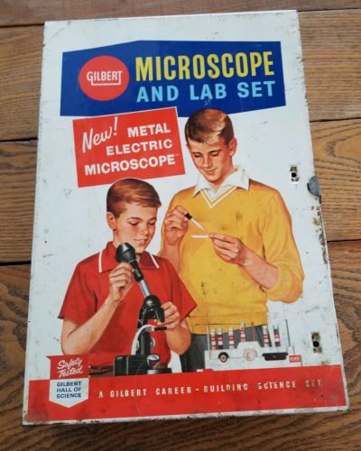 Vintage Gilbert Microscope and Lab Set Metal Case 1950S