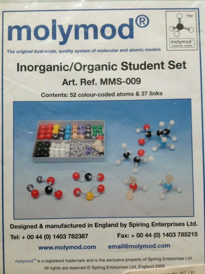 MMS-009 Inorganic/Organic Chemistry Student Molecular Model Set 53 Atoms 37 Link