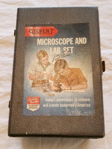 Vintage 1950's Gilbert Microscope and Lab Set No. 13071