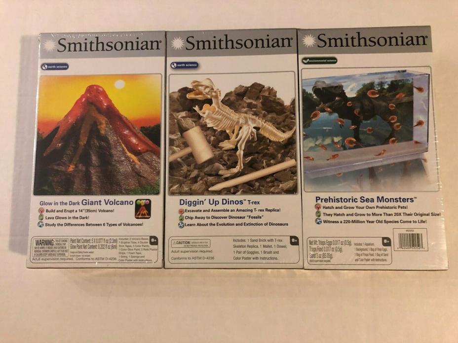 SMITHSONIAN SCIENCE KIT, Diggin up Dinos, Giant Volcano, Prehistoric Sea Monster